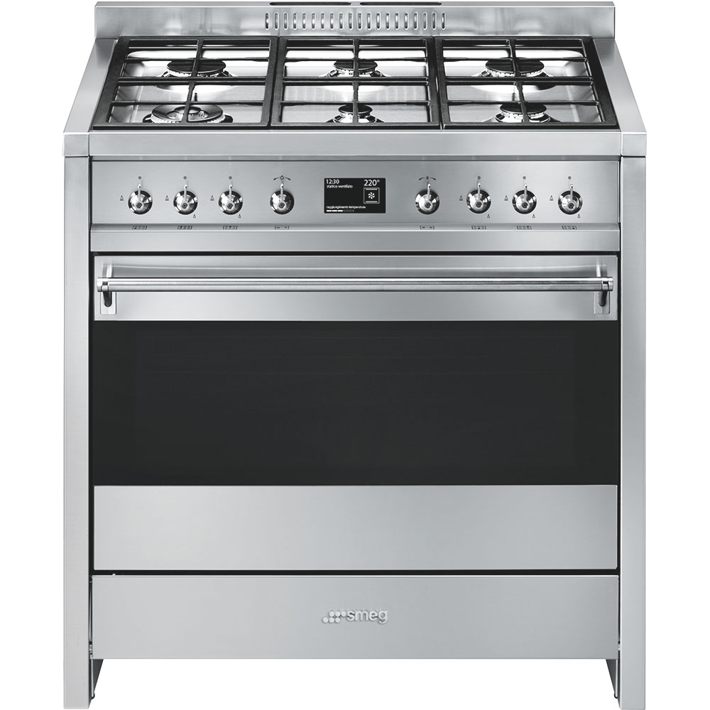 Smeg A1-9 90x60cm Opera Dual Fuel Cooker with Gas Hob in Stainless Steel