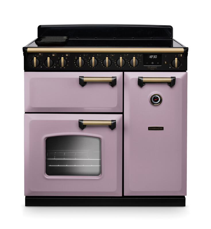 Rangemaster CLDL90EIPHTH/AB1 Classic Deluxe 90cm Induction Range Cooker In Heather / Brass Trim