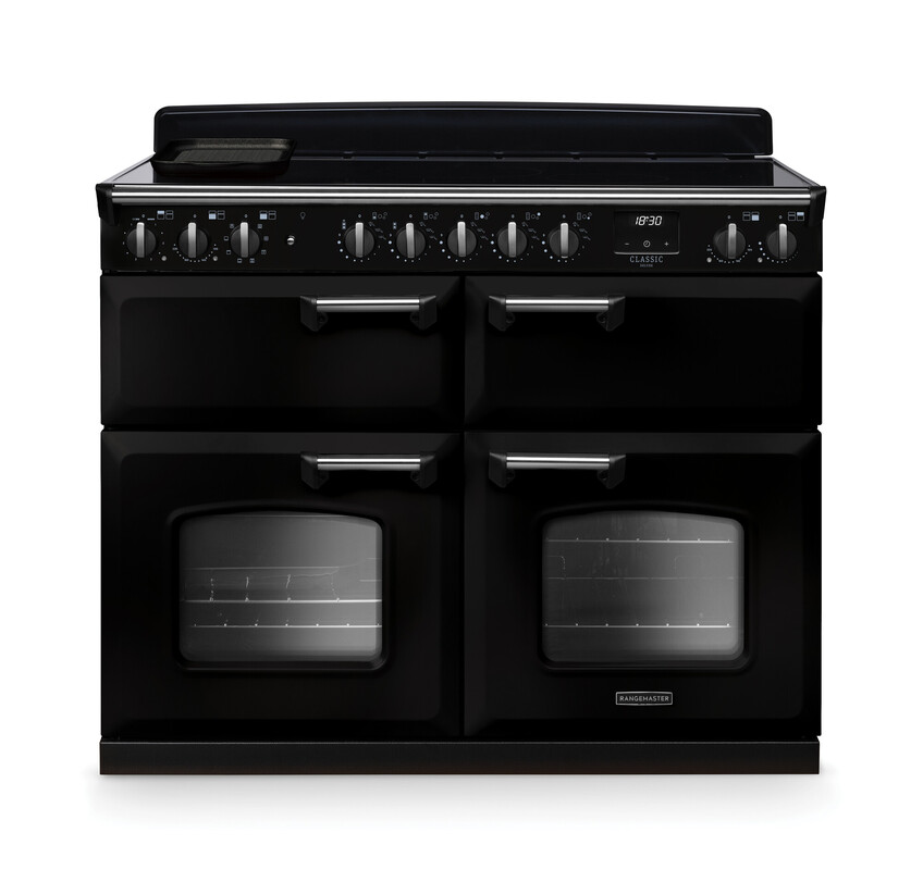 Rangemaster Cldlb110eipgbl/Cm1 Classic Deluxe 110Cm Induction Range Cooker In Gloss / Chrome Trim Black