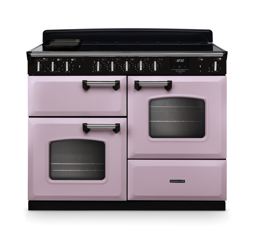 Rangemaster Cldlo110eiphth/Cm1 Classic Deluxe 110Cm Induction Range Cooker In Heather / Chrome Trim White