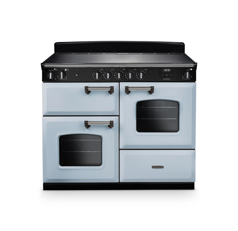 Rangemaster CLO110EIPMSB/CM1 Classic 110cm Induction Range Cooker In Misty Blue / Chrome Trim