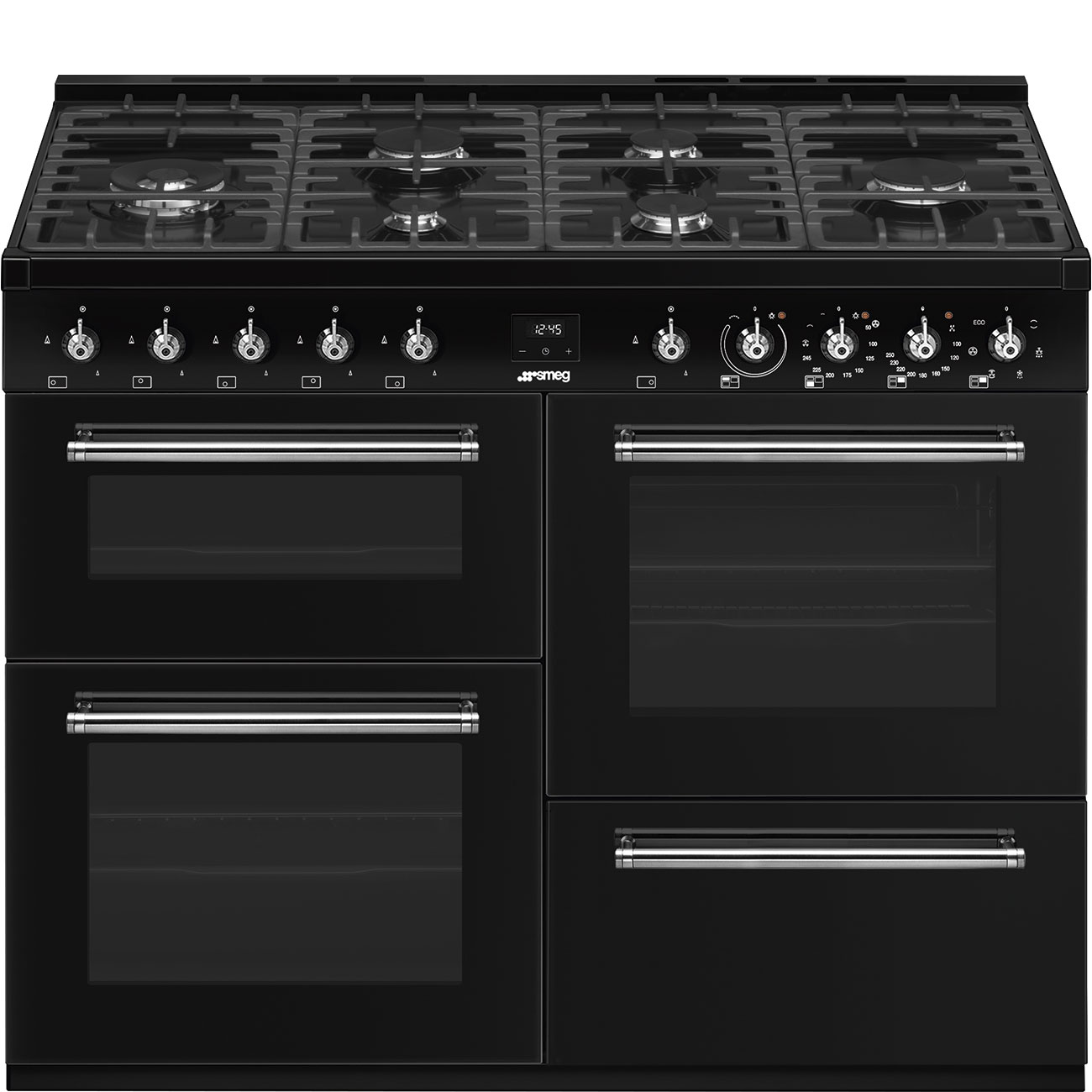 Smeg CX113GMBL 110x60cm Concert Classic Dual Fuel Cooker with Gas Hob in Gloss Black