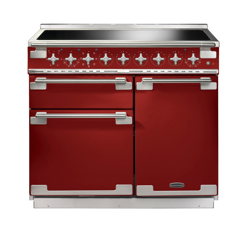 Rangemaster ELS100EIRD Elise 100cm Induction Range Cooker In Cherry Red / Nickel Trim