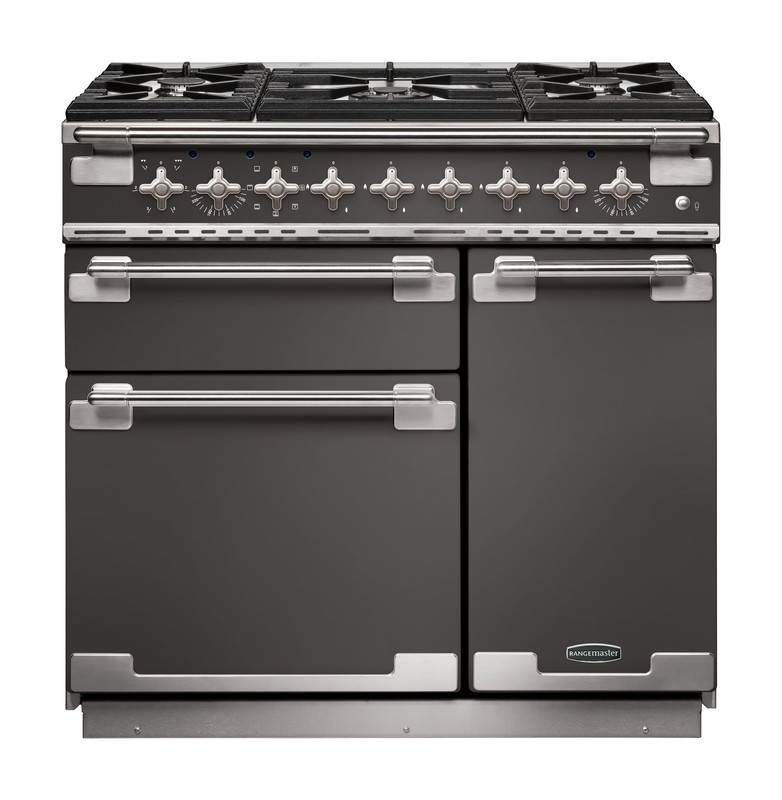 Rangemaster ELS90DFFSL Elise 90cm Dual Fuel Range Cooker In Slate / Nickel Trim