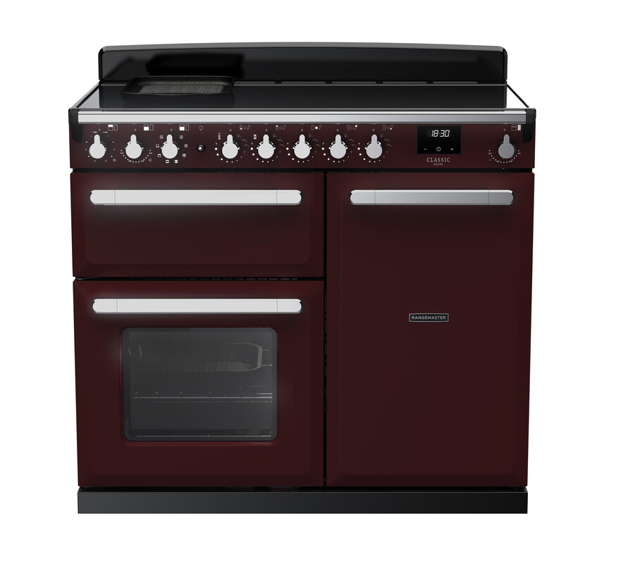 Rangemaster Esdl100eipbor/Cm1 Estel Deluxe 100Cm Induction Range Cooker In / Chrome Trim Bordeaux