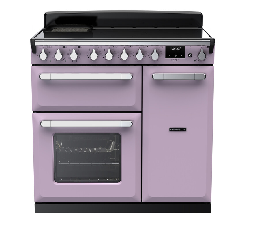 Rangemaster ESDL90EIPHTH/CM1 Estel Deluxe 90 Induction Ranger Cooker In Heather / Chrome Trim