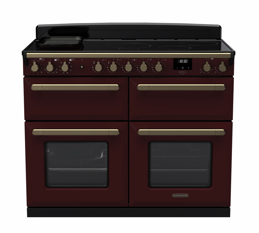 Rangemaster Esdlb110eipbor/Ab1 Estel Deluxe 110Cm Induction Range Cooker In / Brass Trim Bordeaux