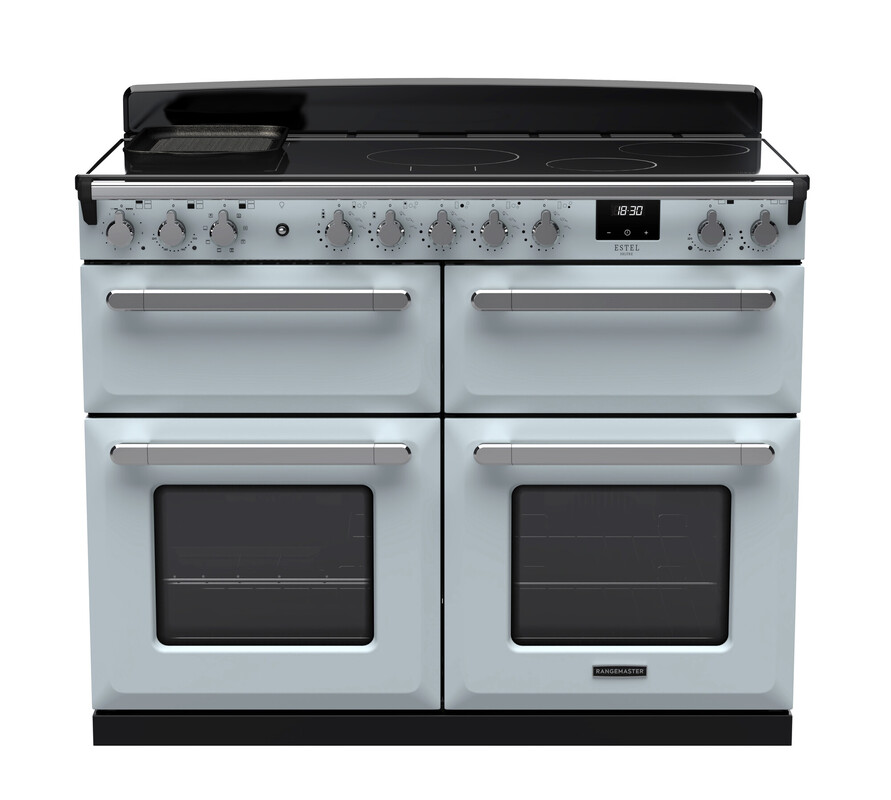 Rangemaster Esdlb110eipmsb/Cm1 Estel Deluxe 110Cm Induction Range Cooker In Misty / Chrome Trim Blue