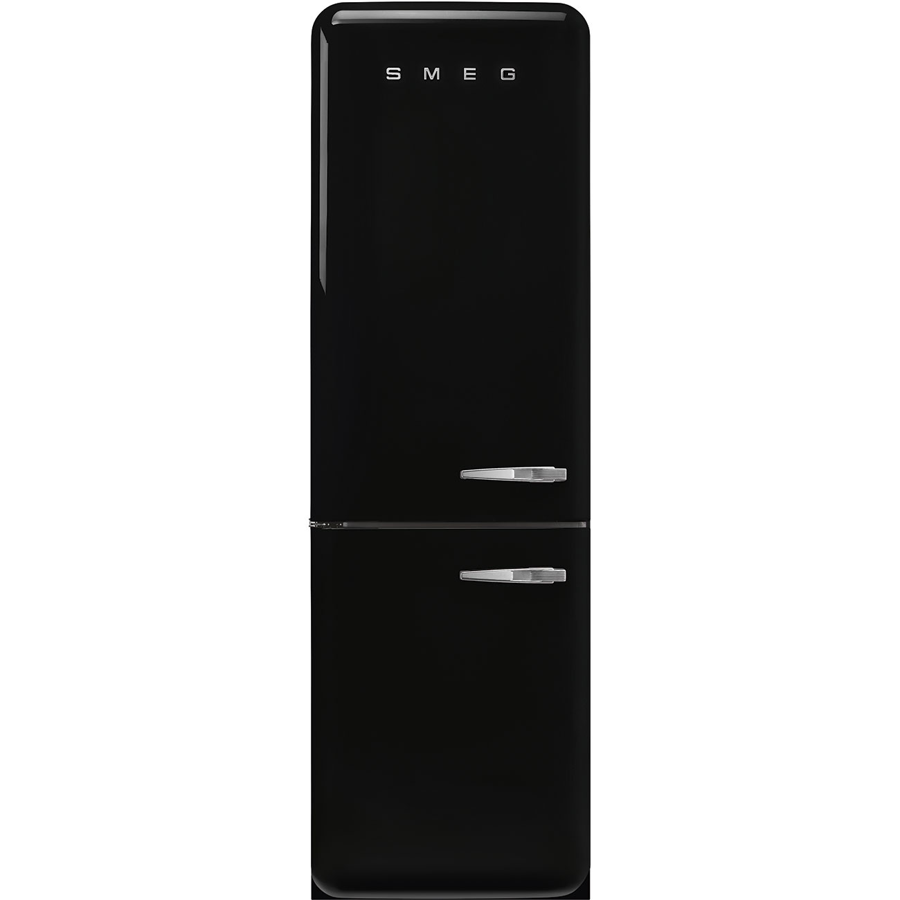 Smeg 50'S Style 60Cm Freestanding 70/30 Fridge Freezer Left Hand Hinge In Black Fab32lbl6uk