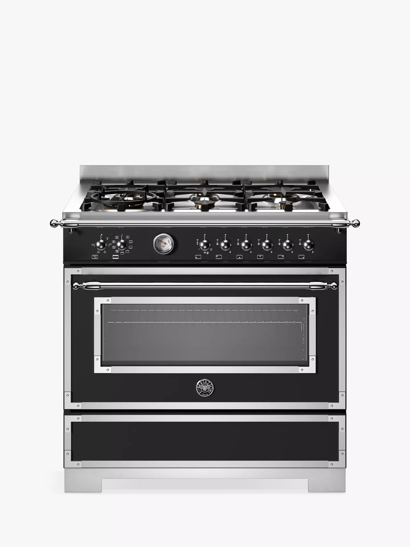 Bertazzoni Her96l1enet2 Heritage Series 90Cm 6-Burner Single Oven Range Cooker Black