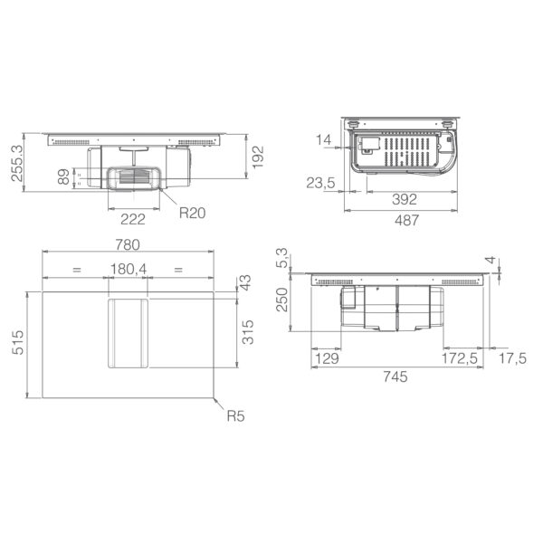 Elica NT-ALPHA-B-60 Alpha B 60cm Vented Induction Hob in Black Glass