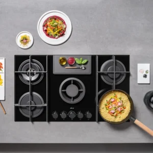 Elica NT-FLAME-EVO-BL 88cm Vented Gas Hob in Black