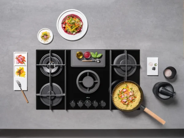 Elica NT-FLAME-EVO-BL 88cm Vented Gas Hob in Black