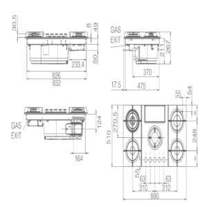 Elica NT-FLAME-EVO-BL 88cm Vented Gas Hob in Black
