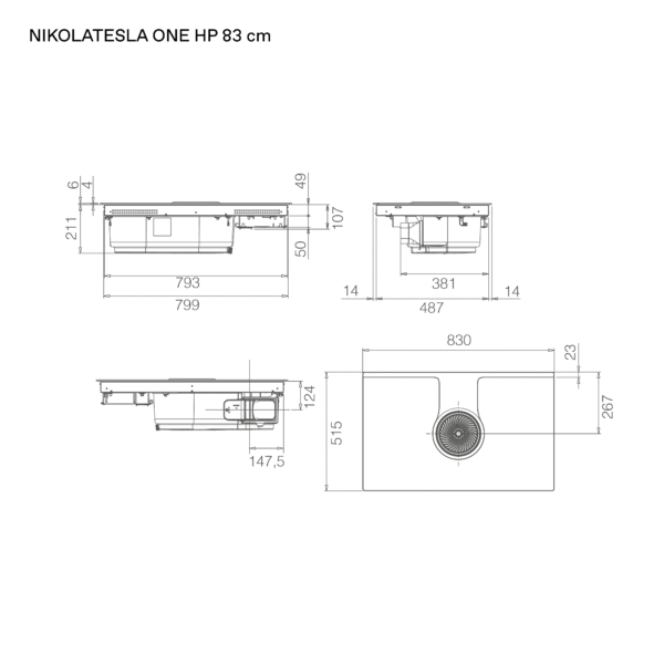 Elica NT-ONE-EVO NT One Evo 83cm Vented Induction Hob in Black Glass