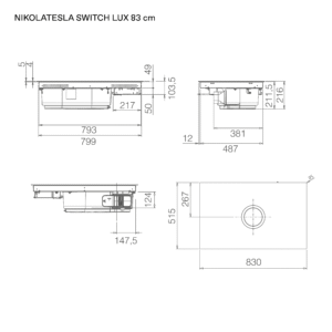 Elica NT-SW-LUX Switch Lux EVO 83cm Vented Induction Hob in Black Glass
