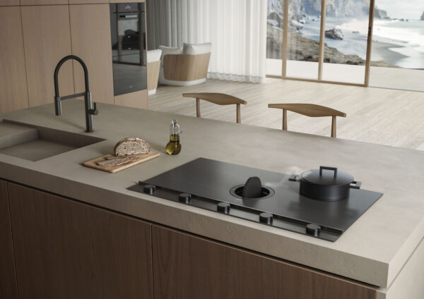 Elica NT-UNP-EVO-RAW Unplugged Raw EVO 90cm Vented Induction Hob in Matt Black Glass