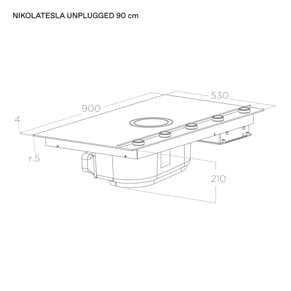 Elica NT-UNPLUG-BK-DO Unplugged 90cm DO Vented Induction Hob in Black Steel