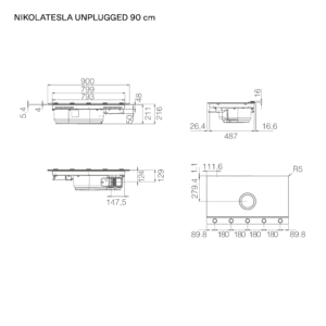 Elica NT-UNPLUG-BK-DO Unplugged 90cm DO Vented Induction Hob in Black Steel
