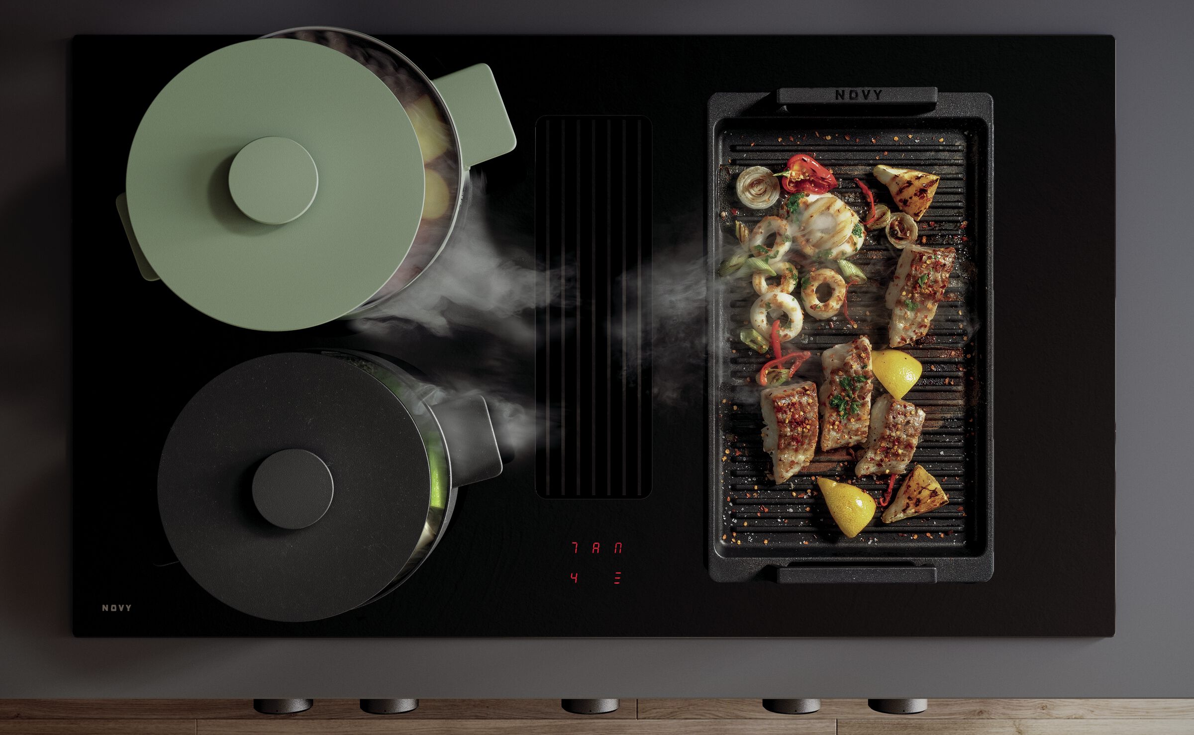 Novy 1866 Easy Prestige Black Glass 90cm Vented Hob