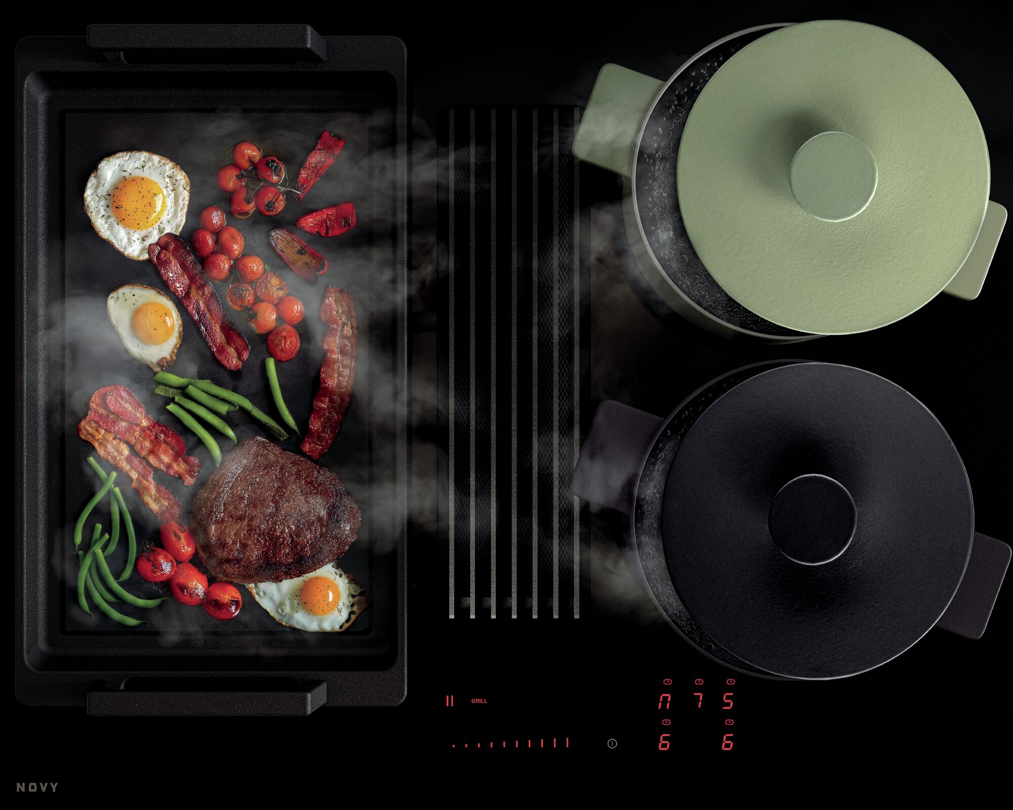 Novy 1871 Easy Black Glass 65cm Vented Hob
