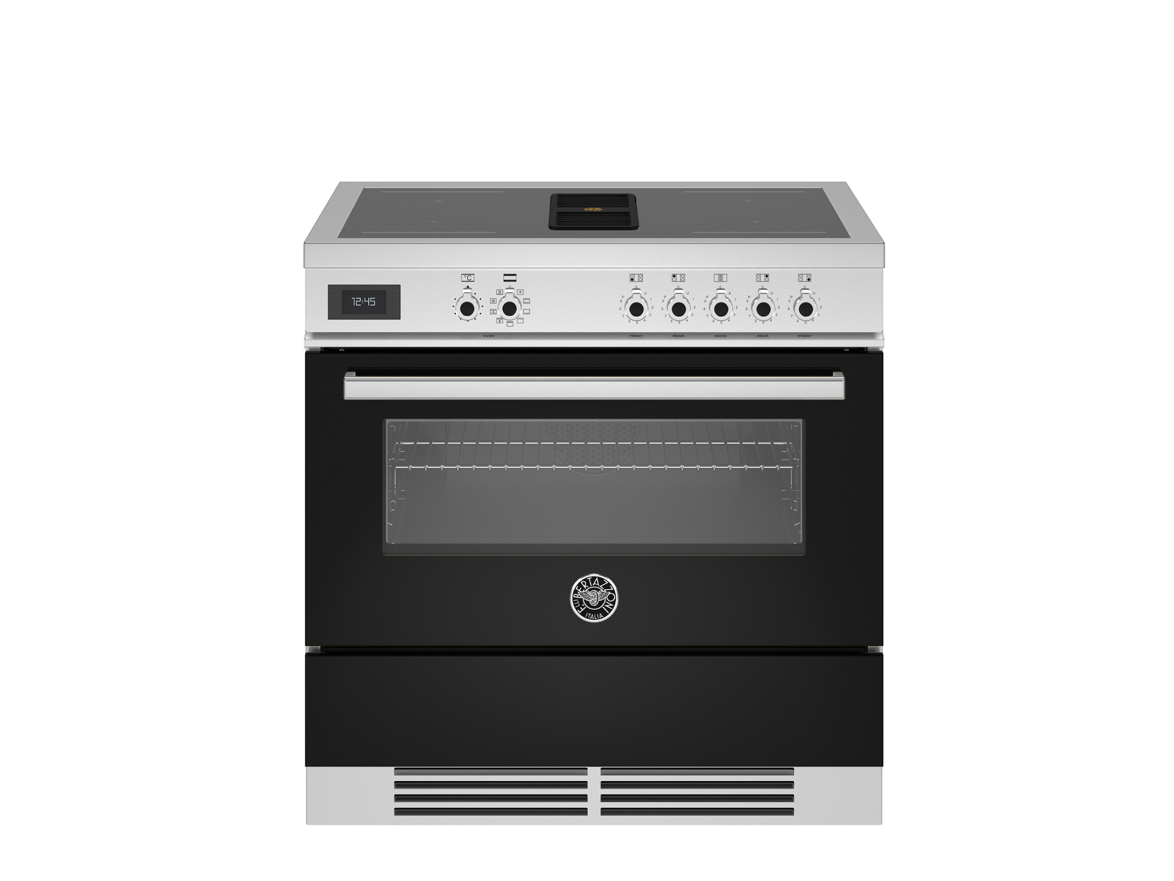 Bertazzoni Proch94i1enet Pro Series 90Cm Air-Tec Induction Top Range Cooker With Integrated Hood And Electric Oven Black
