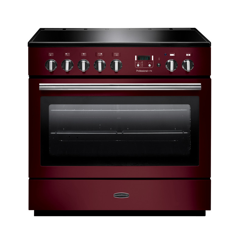 Rangemaster PROP90FXEICY/C Professional Plus FX 90cm Induction Range Cooker In Cranberry / Chrome Trim