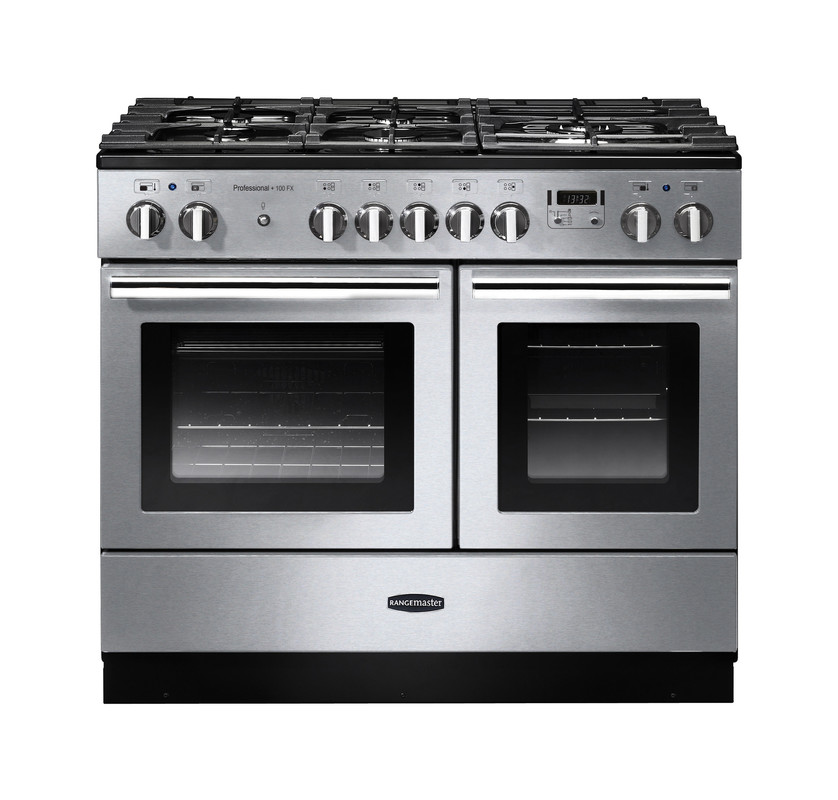 Rangemaster PROPL100FXDFFSS/C Professional + 100cm Dual Fuel Range Cooker In Stainless Steel / Chrome Trim