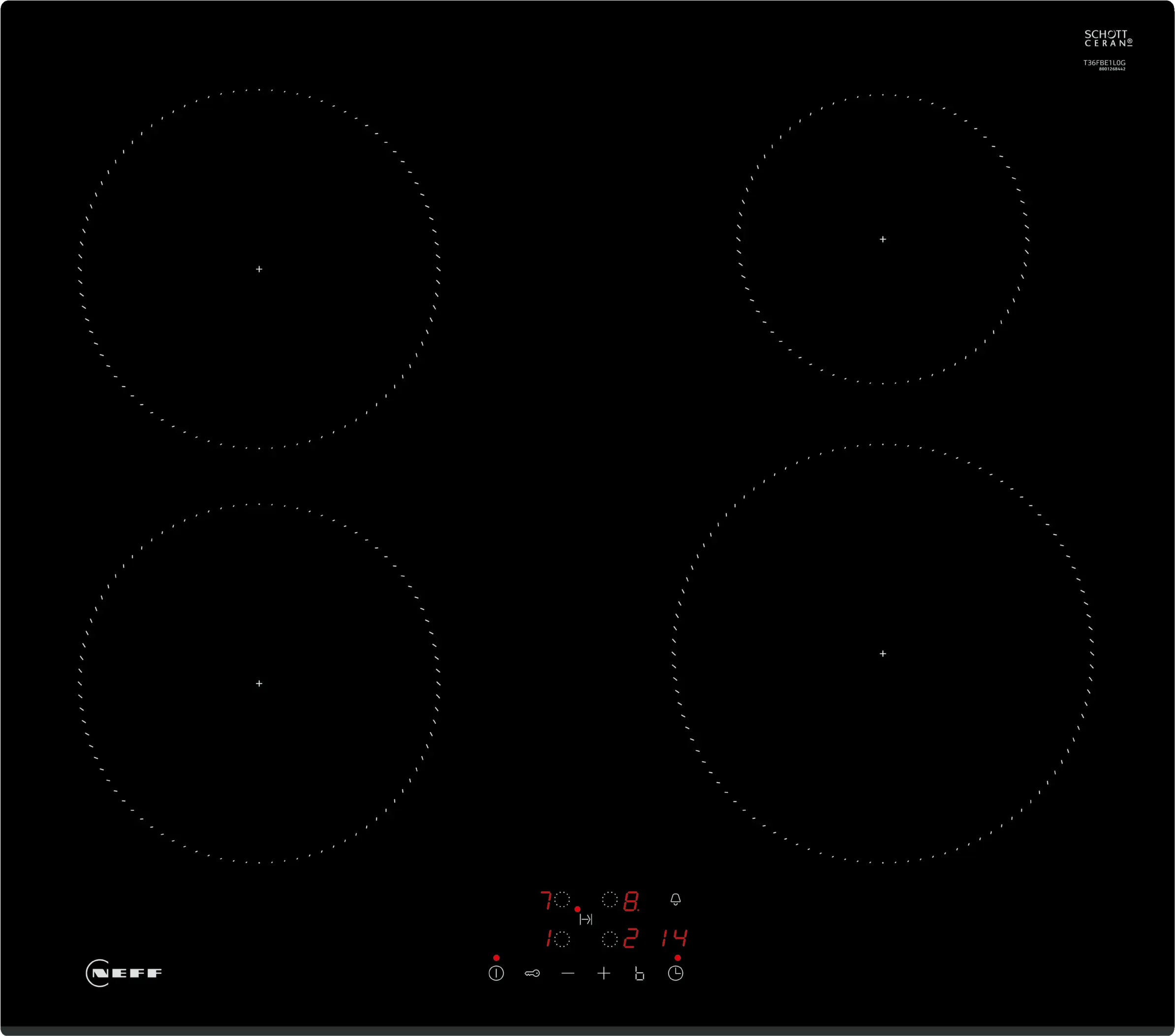 Neff T36FBE1L0G N 30 Induction Hob 60cm Surface Mount Gloss Black Glass