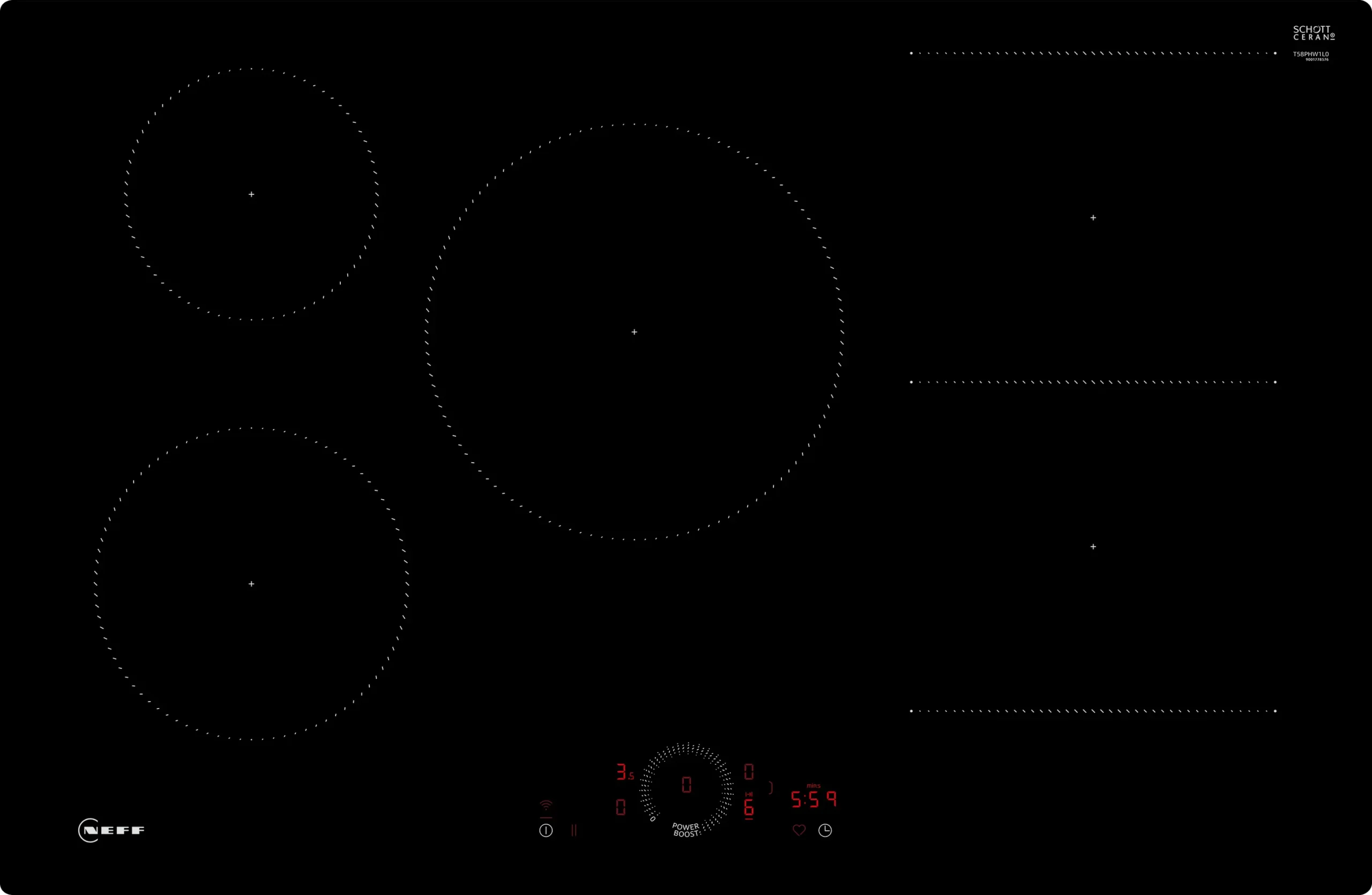 Neff T58PHW1L0 N 70 Induction Hob 80cm Flush Mount Gloss Black Glass