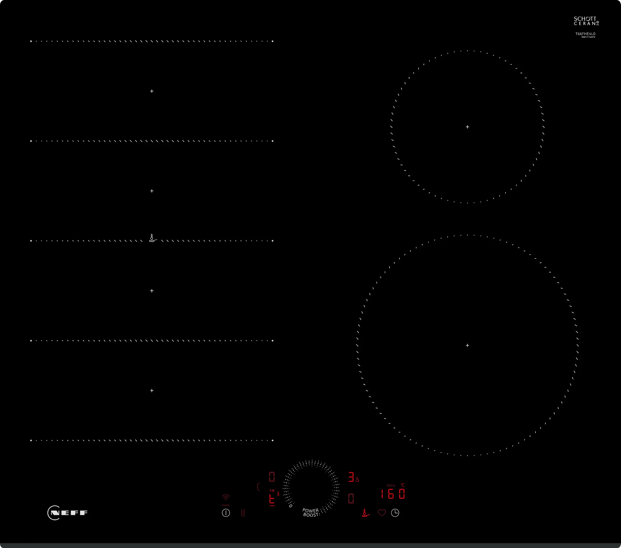 Neff T66FHE4L0 N 70 Induction Hob 60cm Surface Mount Gloss Black Glass