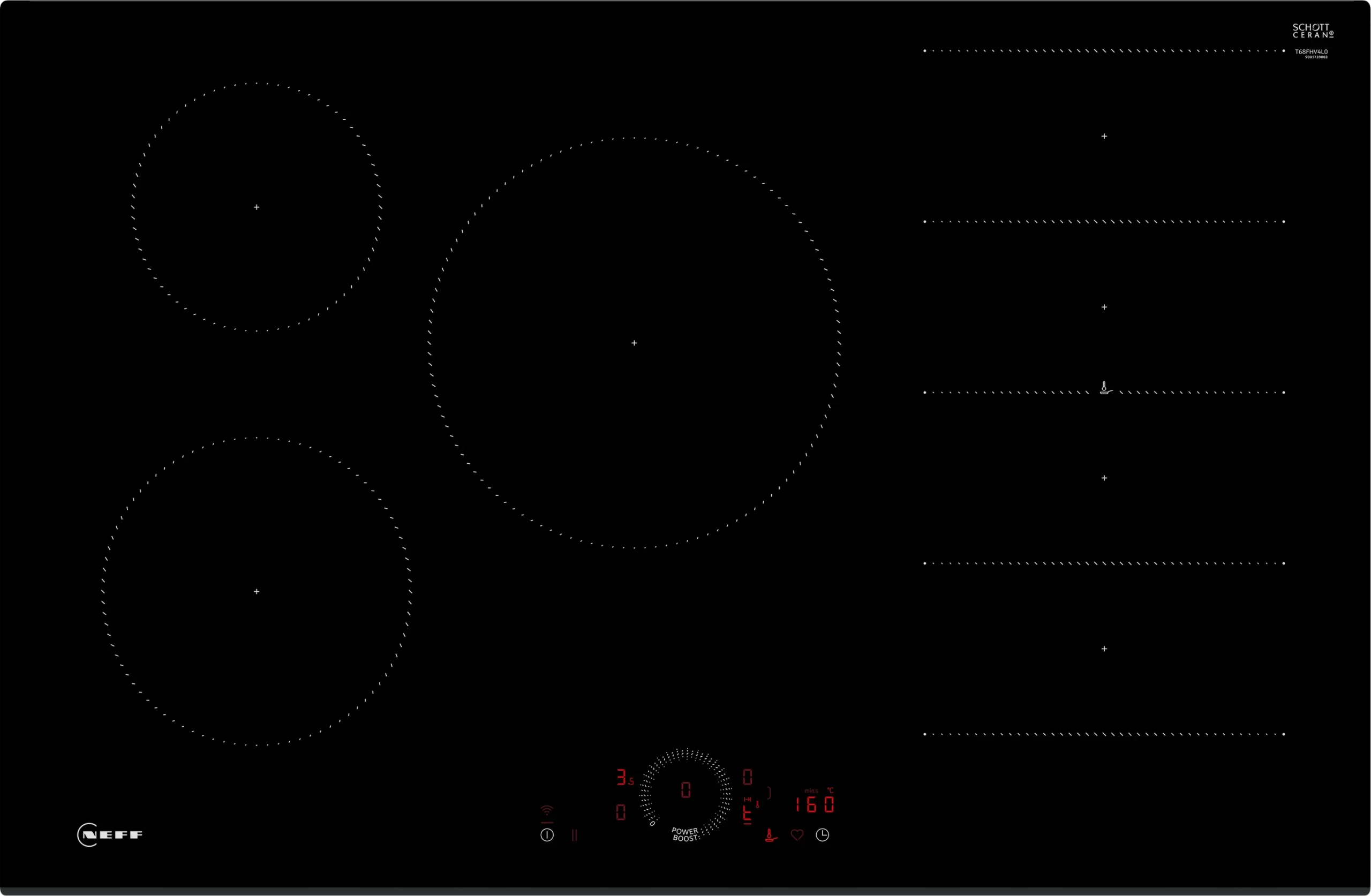 Neff T68FHV4L0 N 70 Induction Hob 80cm Surface Mount Gloss Black Glass
