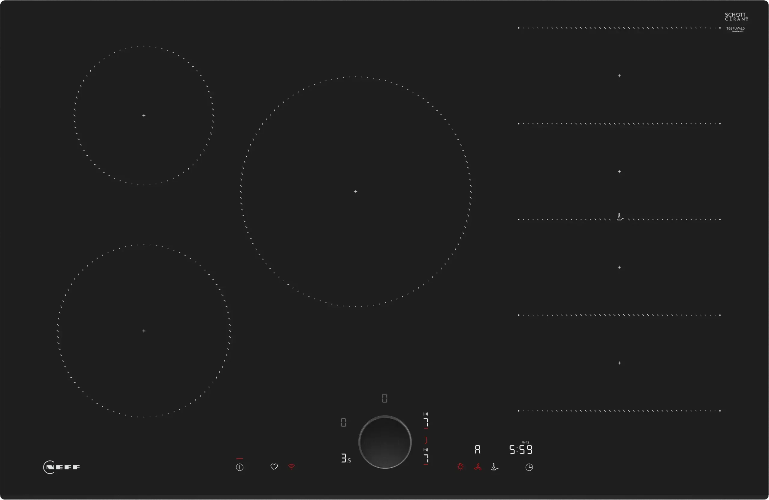 Neff T68FUV4L0 N 90 Induction Hob 80cm Surface Mount Black Glass