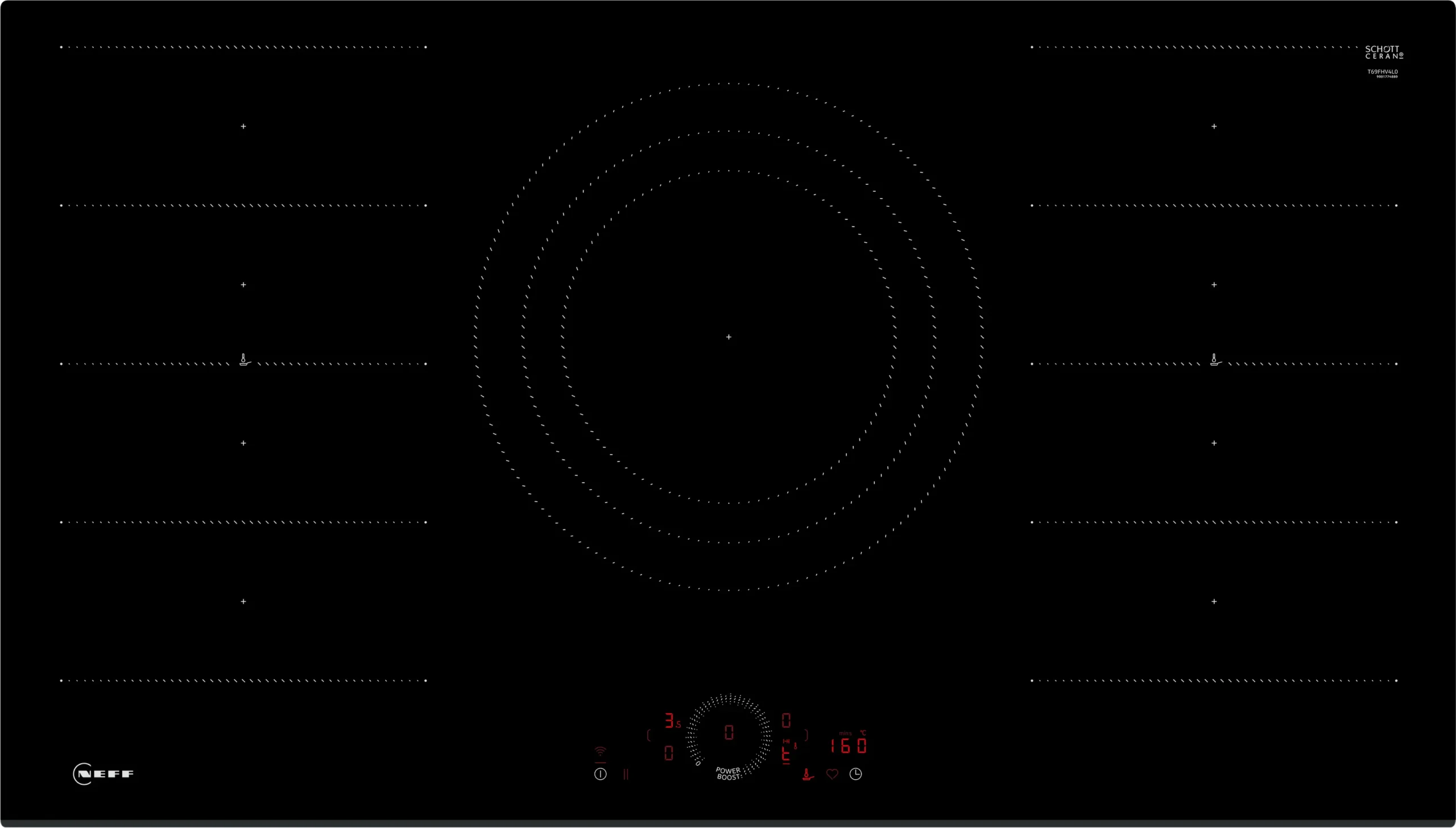 Neff T69FHV4L0 N 70 Induction Hob 90cm Surface Mount Gloss Black Glass