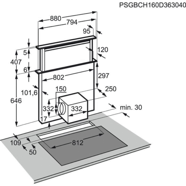 AEG DDE5980G 90cm Downdraft Hood