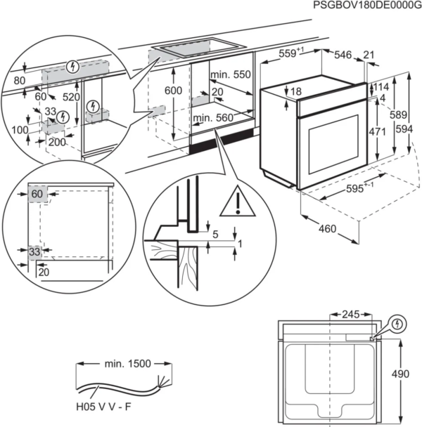 AEG OS6PB50AM Single Oven with Pyrolytic Cleaning