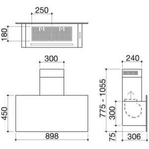 Barazza 1KSTP9 90cm Wall Cooker Hood