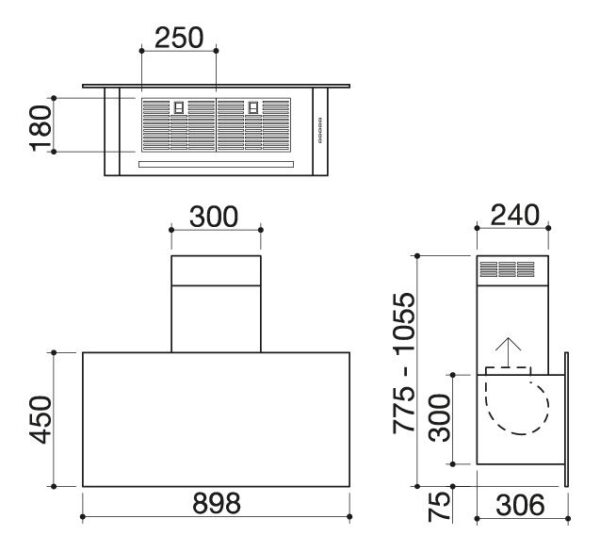 Barazza 1KSTP9 90cm Wall Cooker Hood