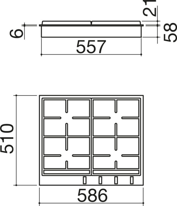 Barazza 1PBF64 60cm Gas Hob