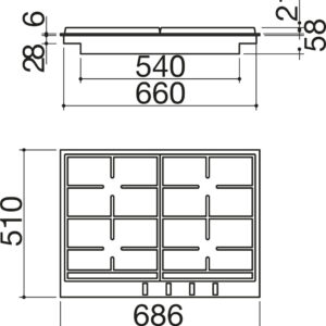 Barazza 1PBF74 70cm Gas Hob