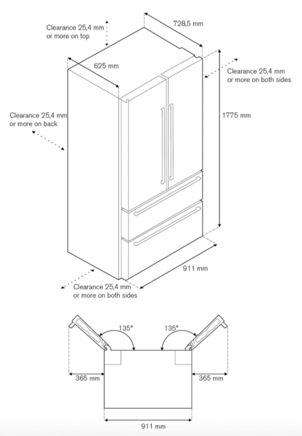 Bertazzoni REF904FFNXTC 90cm Pro Series Freestanding French Door Fridge Freezer