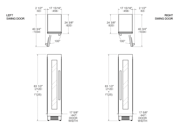 Bertazzoni WC455BRX2T 45cm RHH Built In Wine Cooler