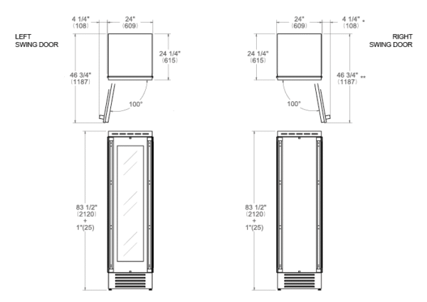 Bertazzoni WC605BRP2T 60cm RHH Built In Wine Cooler