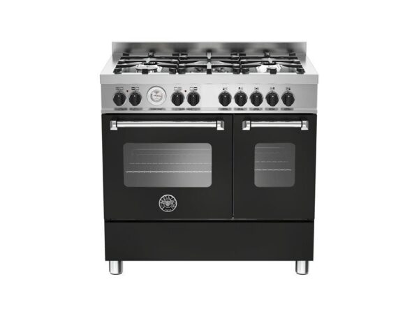 Black 90cm Bertazzoni Master 5 burners and 2 electric ovens MAS90-5-MFE-D-NEE