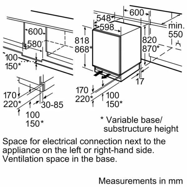 Bosch KUR15AFF0G Built In Built Under Fridge - 4