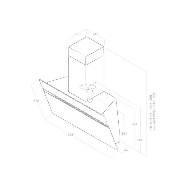 Elica Ascent Urban 90cm Angled Extractor Hood in Zinc