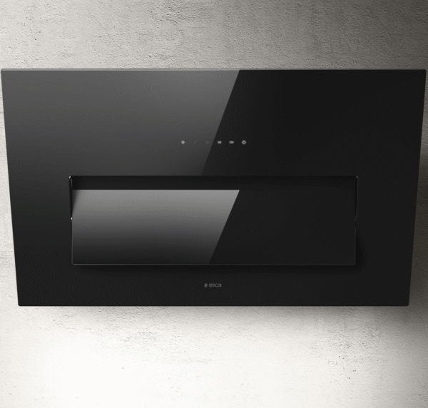 Elica Bloom 85cm Angled Extractor Hood in Black Glass