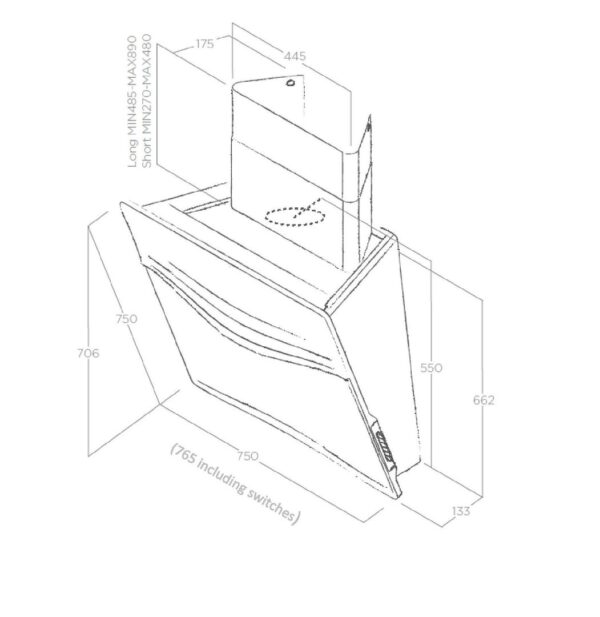 Elica Concetto Spaziale Wall Mount Extractor White-3