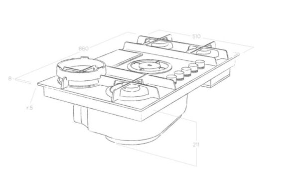 Elica Flame DO 88cm Vented Gas Hob in Grey