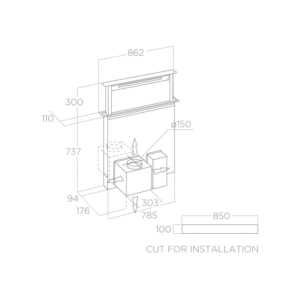 Elica Getup 90cm Downdraft Extractor Hood in Black